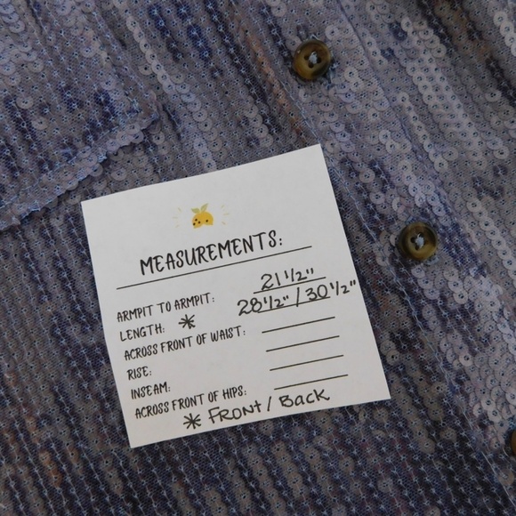 Anthropologie PILCRO Long-Sleeve Oversized Sequin Buttondown Blue Button Up XS - Picture 16 of 16